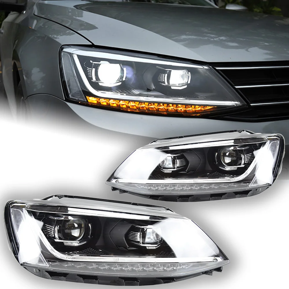Фото AKD автостайлинг фара для VW Jetta Mk6 светодиодный ная фара 2011-2018 B8 дизайнерские фары Drl Hid Биксеноновые автомобильные аксессуары №1