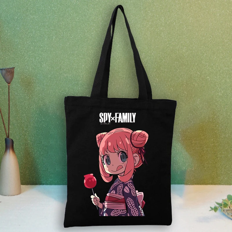 Сумка для покупок в стиле японского аниме, парусиновая сумочка-тоут с графическим рисунком для всей семьи шпионов в стиле Харадзюку, Женски...