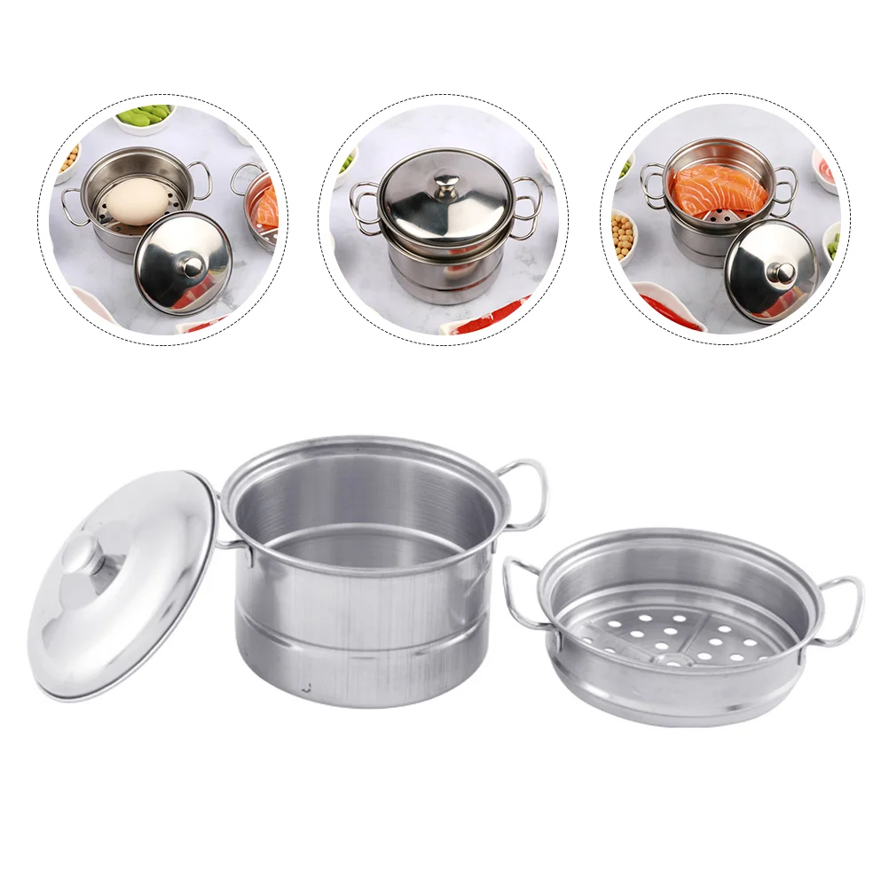 

2 Sets Mini Steamer Pot Simulation Kitchenware Pretend Play Kitchen