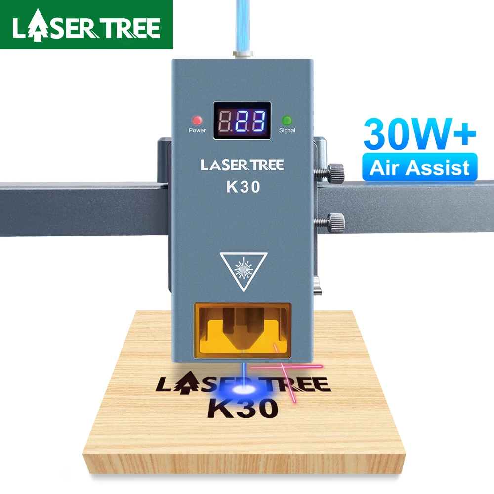 LASER TREE K30 30W Optical Power Diode Laser Module with Air Assist 450nm Blue Light Laser Head for Engraver Cutting Machine