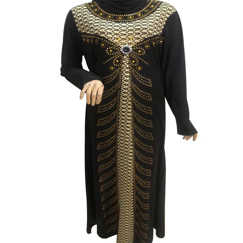 

Abayas мусульманское платье макси для женщин с бриллиантами с длинным рукавом халаты Весна-Осень Новый Принт пэчворк повседневные мусульманс...