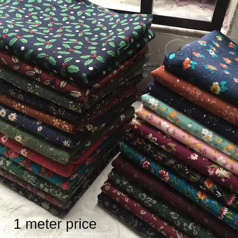 Ткань из хлопка и льна с цветочным рисунком для украшения одежды платьев ткань