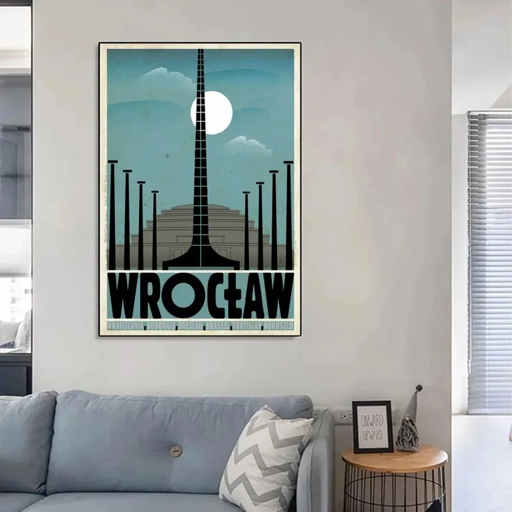 Винтажный Городской Пейзаж Постер Польша Bielawa Słodowa Wola Холст Картина Настенное