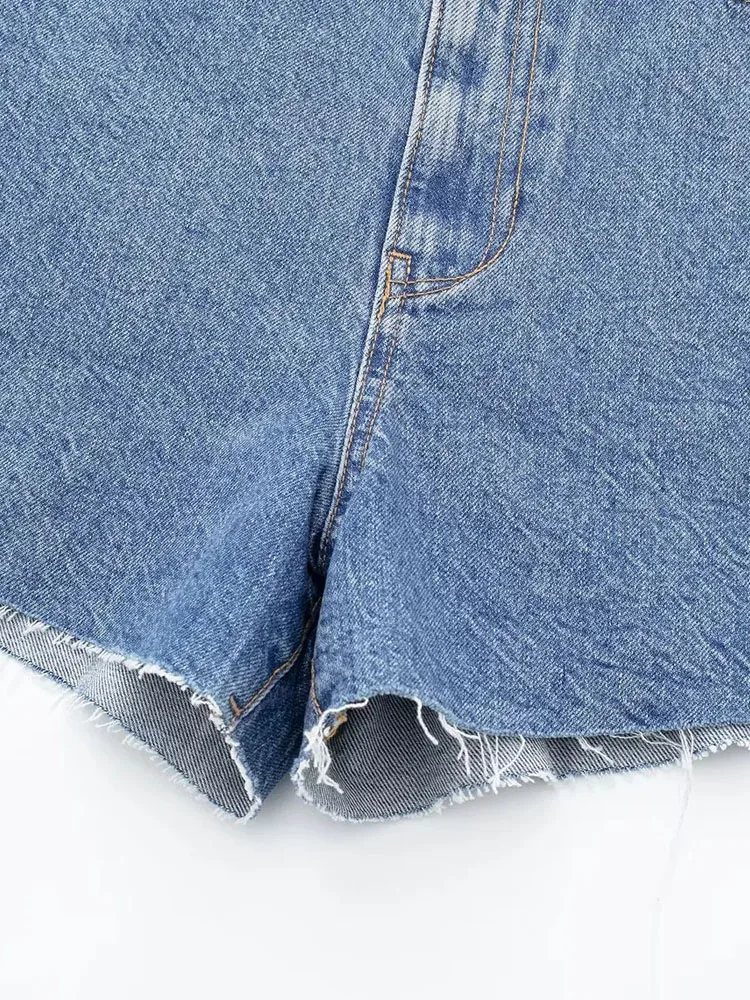 PAILETE Women 2023 fashion with pockets denim shorts vintage high waist zipper fly female short pants mujer