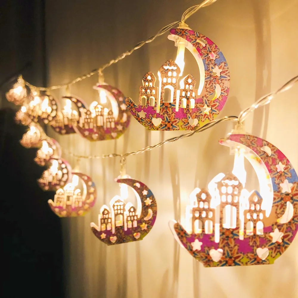 

EID Mubarak Moon Star Led String Lights Ramadan Kareem Decoration for Home Islam Muslim Event Party Supplies Eid Al-Fitr Decor