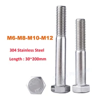 1pcs half thread din933 m6 m8 m10 m12 304 a2 70 stainless steel external hex hexagon head screw bolt machine screws l30 200mm