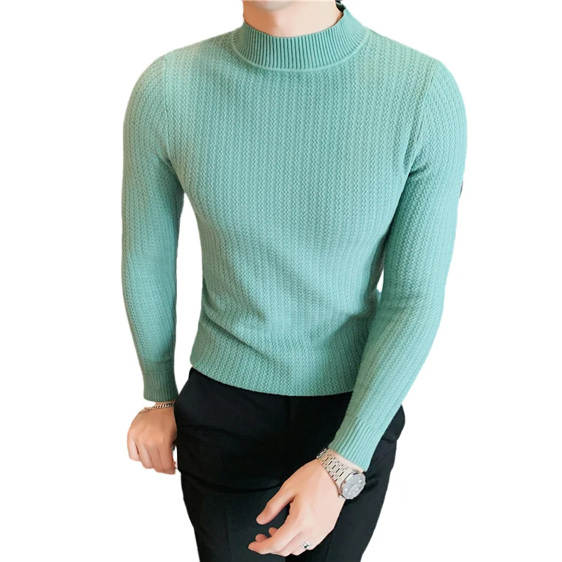 Autumn Winter Men Slim O-neck Pullover Sweater Fashion Solid Color Thick Warm Bottoming Shirt Male Brand leisure knit Clothes