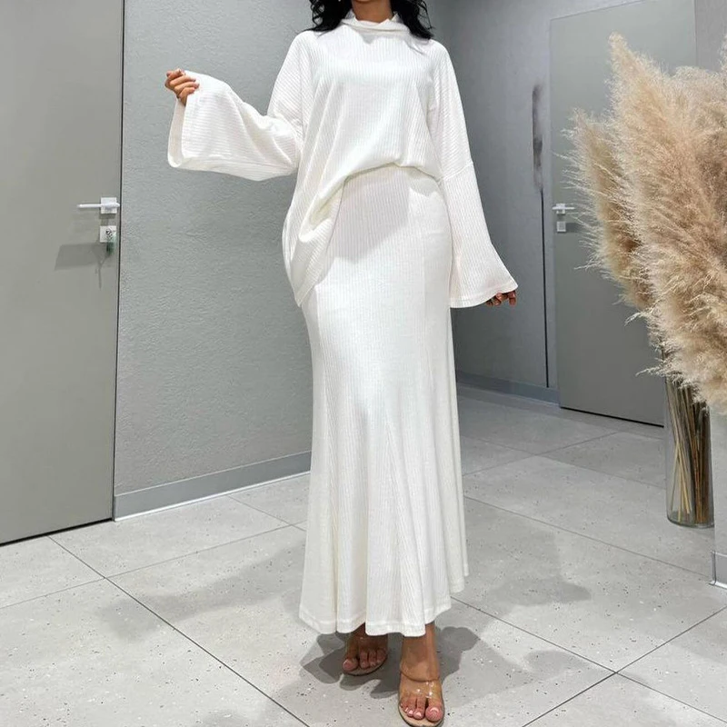 Осенне-зимняя вязаная полуюбка комплект из 2 предметов новый однотонный свитер с