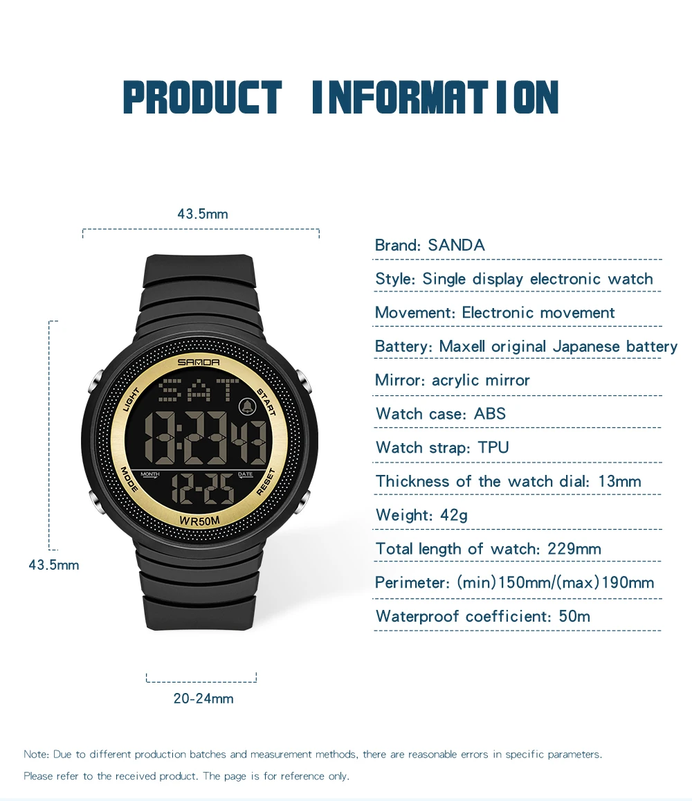 SANDA 2023 New Sports Watch Multifunctional Womens Watches Alarm Clock Luminous HD LED Display Watch Waterproof Reloj Mujer 6022 enlarge