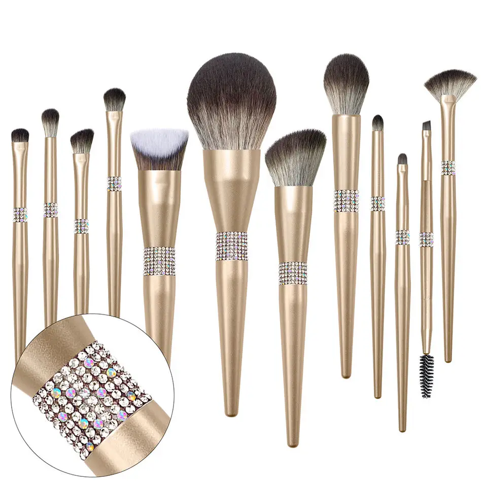 

Free shipping Kabuki Luxury Makeup Champagne Brushes Private Label Makeup Brush Set Foundation Makeup Brushes Custom Logo
