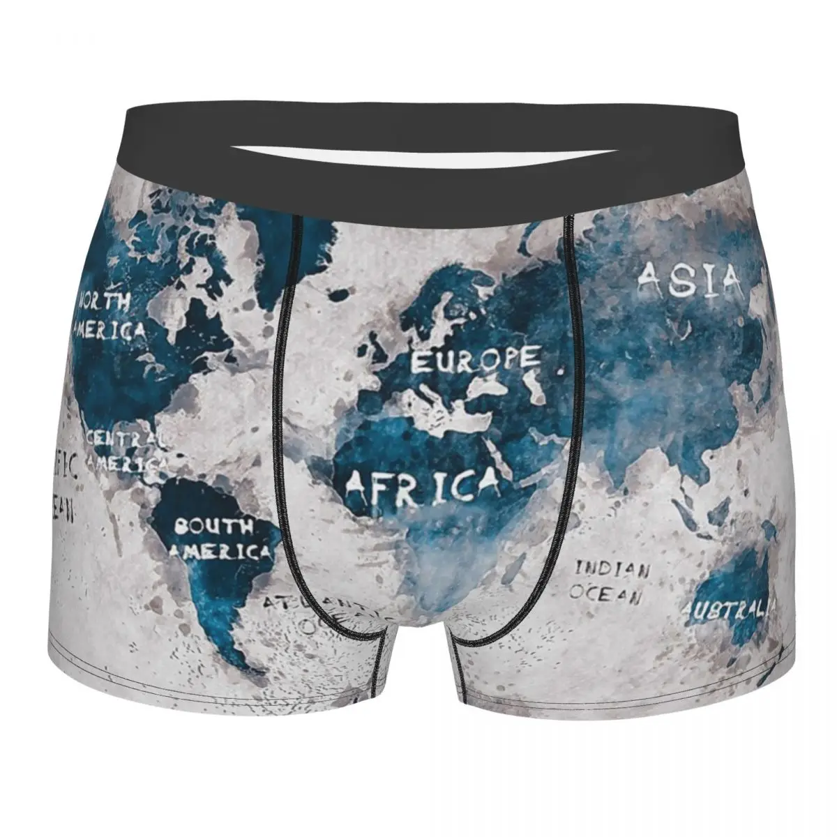

Мужские трусы-боксеры с принтом карты мира