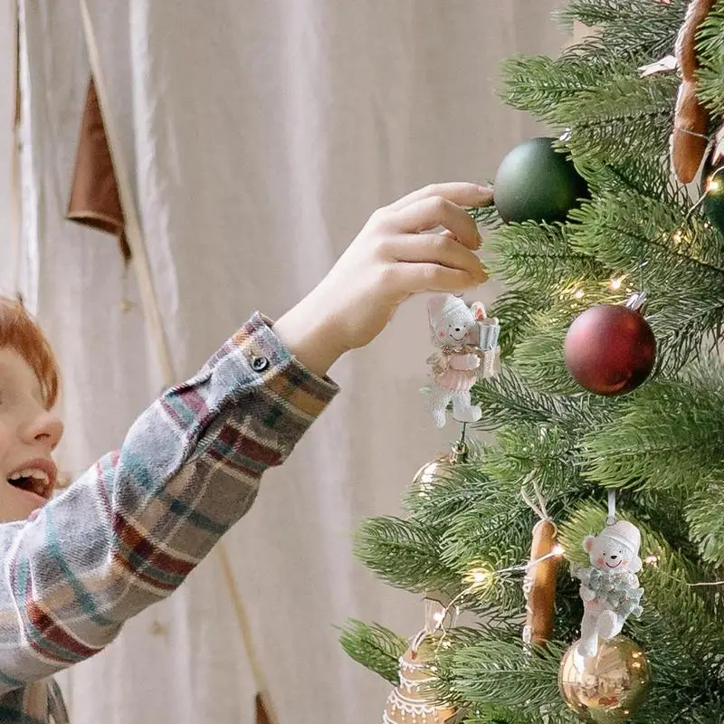 Рождественские украшения с медведем для елки 2X мультяшный медведь из смолы