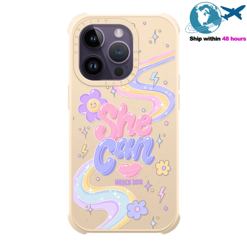 

CASETIFY She Can Silica Gel Cases for iPhone 11 12 13 14 ProMax 12Pro 13Pro Girl Sculpture Quadrangle Anti-drop Soft Cover E0328