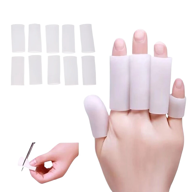 10Pcs Cooking Kitchen Tools Silicone Gel Tube Hand Bandage Finger Protector Anti-cut Heat Resistant Sleeves