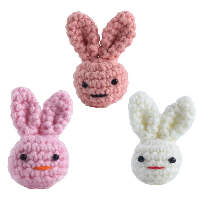 

Handmade Crochet Cotton Rabbit Chewable Knitting Beads Infant Newborns Teether Toy DIY Baby Pacifier Chain Accessories