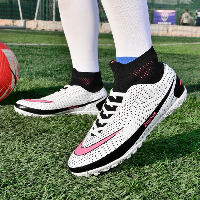 New Football Boots Men Unisex High Ankle Soccer Shoes Non-Slip Grass Soccer Cleats Men Football Sneakers Futsal Training Shoes