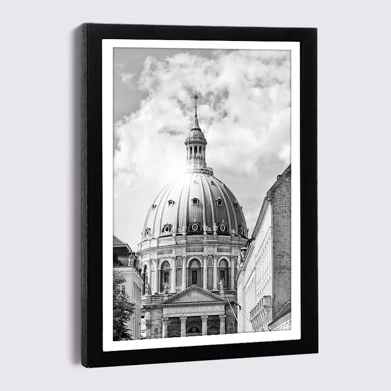

Black Wooden Photo Frame 5x7in 8x12in Catholic Frederik's Church with Poster Frame Nordic Black & White Picture Frame Wall Decor