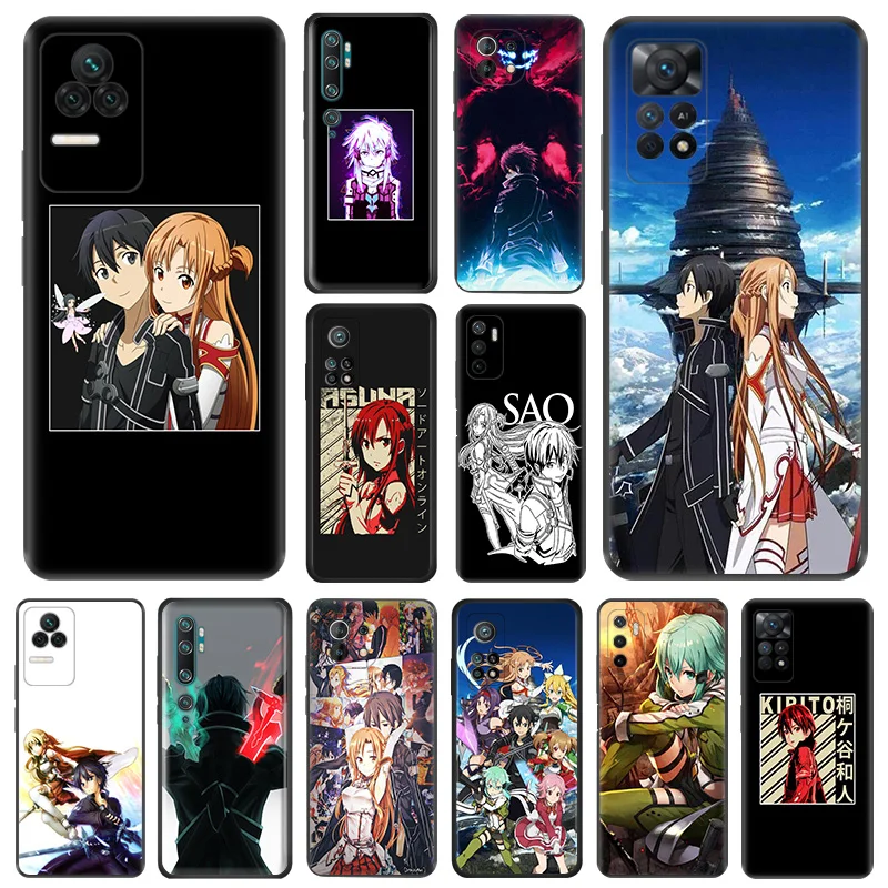 

Soft Phone Cases For Xiaomi 13 Lite12T 12S Ultra 12X 12 A2 Anime Sword Art Online Redmi 12C K50 K60 Pro CC9E Black Matte Cover