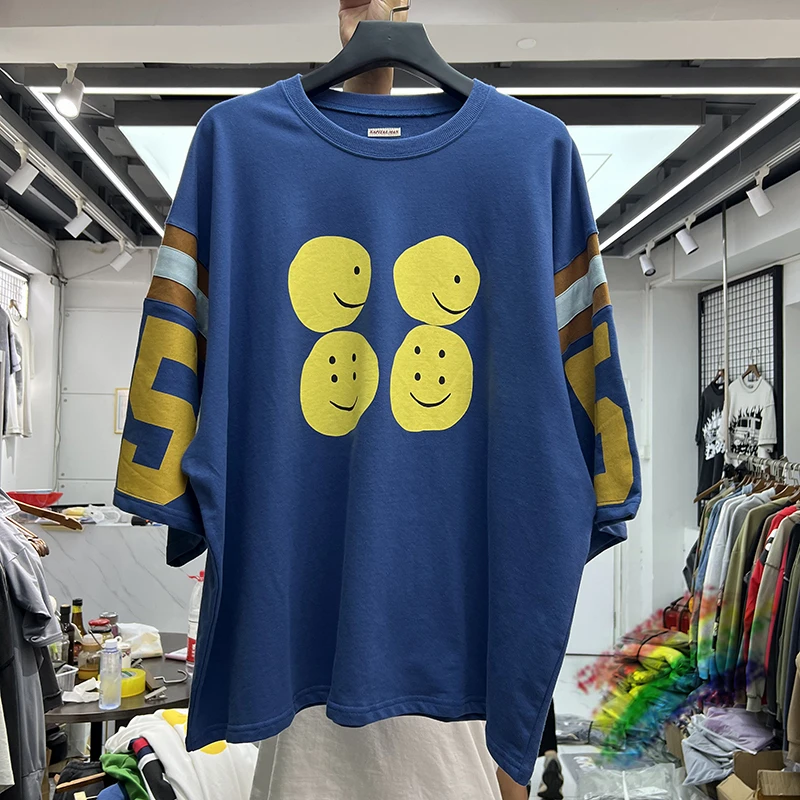 

New Kapital T-Shirt Men Women Best Quality Smiley Print Oversized Patchwork Sleeves T Shirts Top Tee