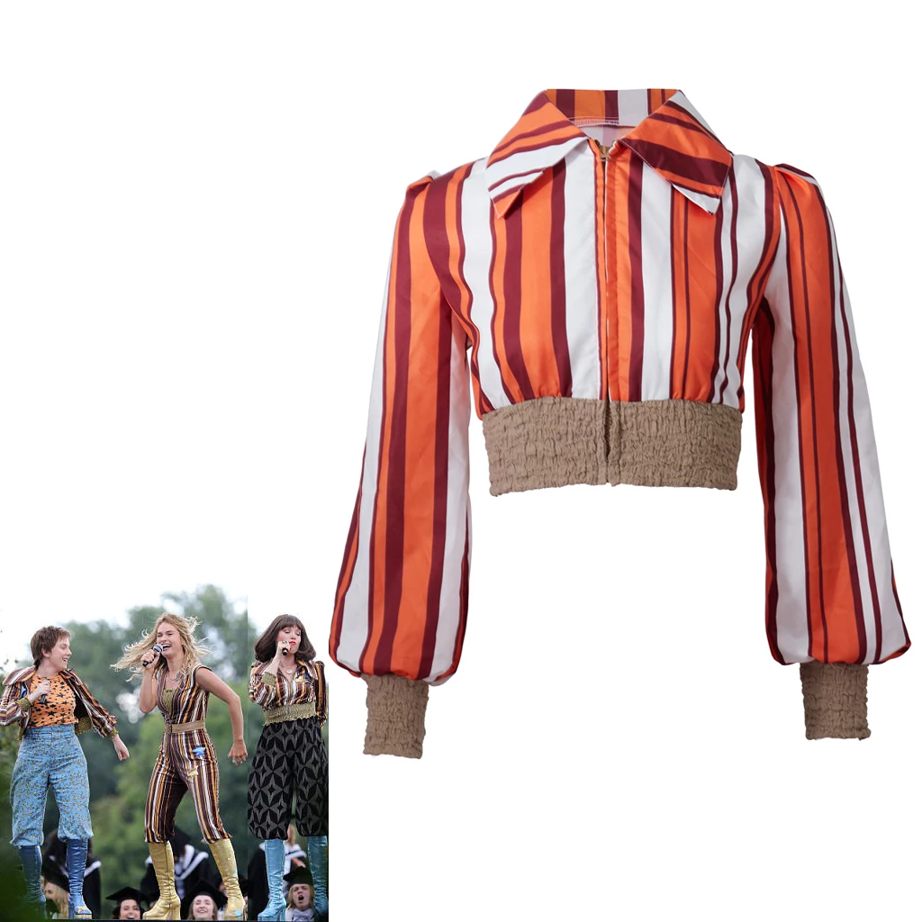 Костюм для косплея из фильма мама Миа мы снова идем сюда, полосатая куртка Donna Sheridan Tanya, пальто для сцены и представлений в ретро стиле
