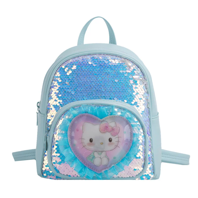 

Рюкзак Hello Kitty, школьный ранец с милыми блестками и надписью «Love», рюкзак с животными из мультфильмов 23 см, Студенческая сумка из искусственн...