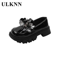students leather shoes fashion girls fashion brim small leather shoes 2022 new princess pearl rhinestone red shoes single