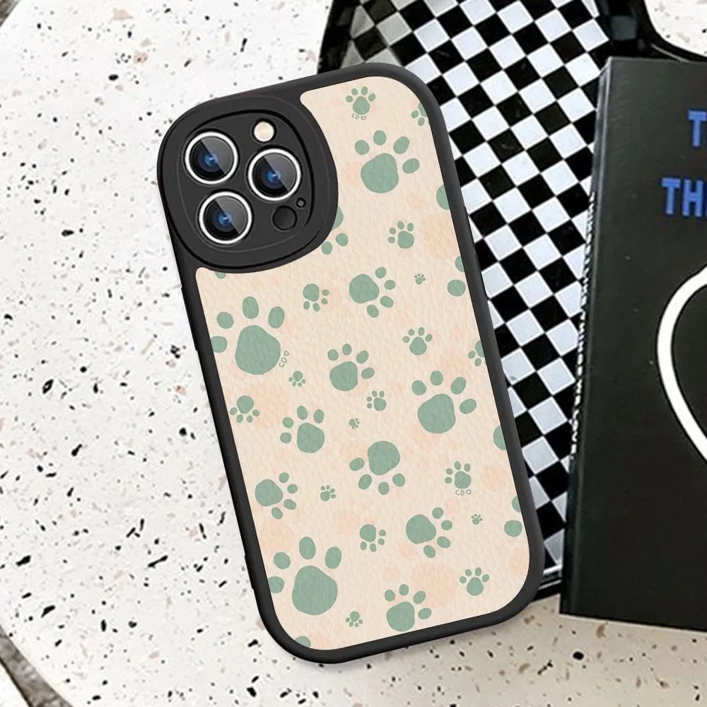 Чехол для телефона Собачьи лапы из жесткой кожи iPhone 14 13 12 Mini 11 Pro Max Xs X Xr 7 8 Plus 6 6s