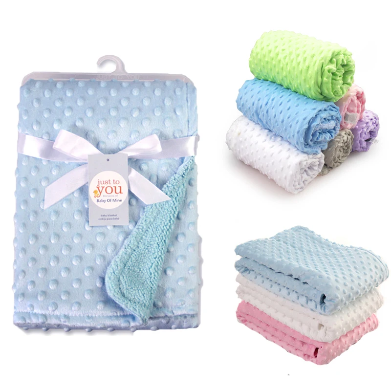 

2021 Baby Blanket Newborn Swaddling Thermal Soft Fleece Blanket Winter Solid Bedding Set Cotton Quilt Infant Bedding Swaddle