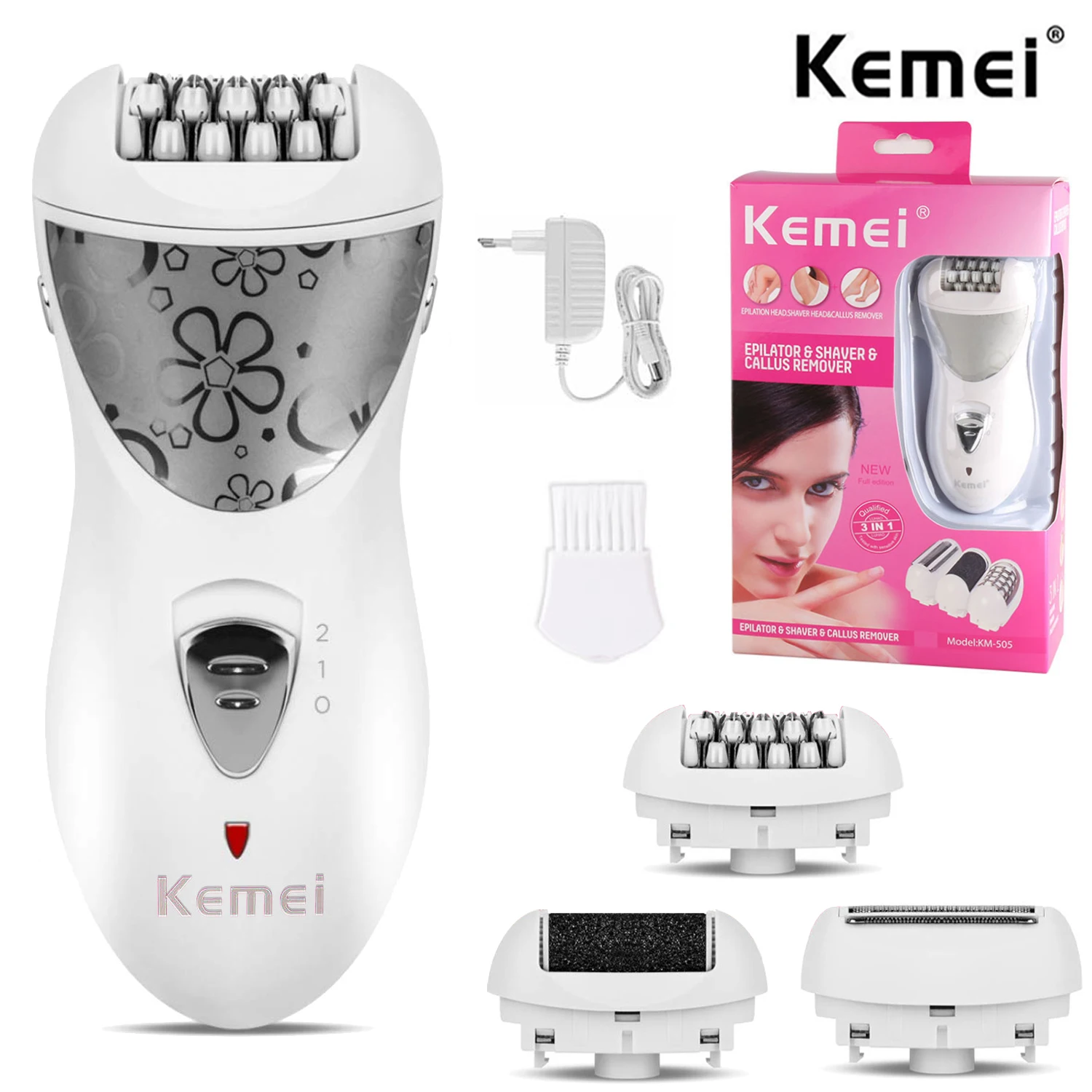 Kemei Lady Shaver 4 In 1 Rechargeable Women Groomer Razor Female Facial