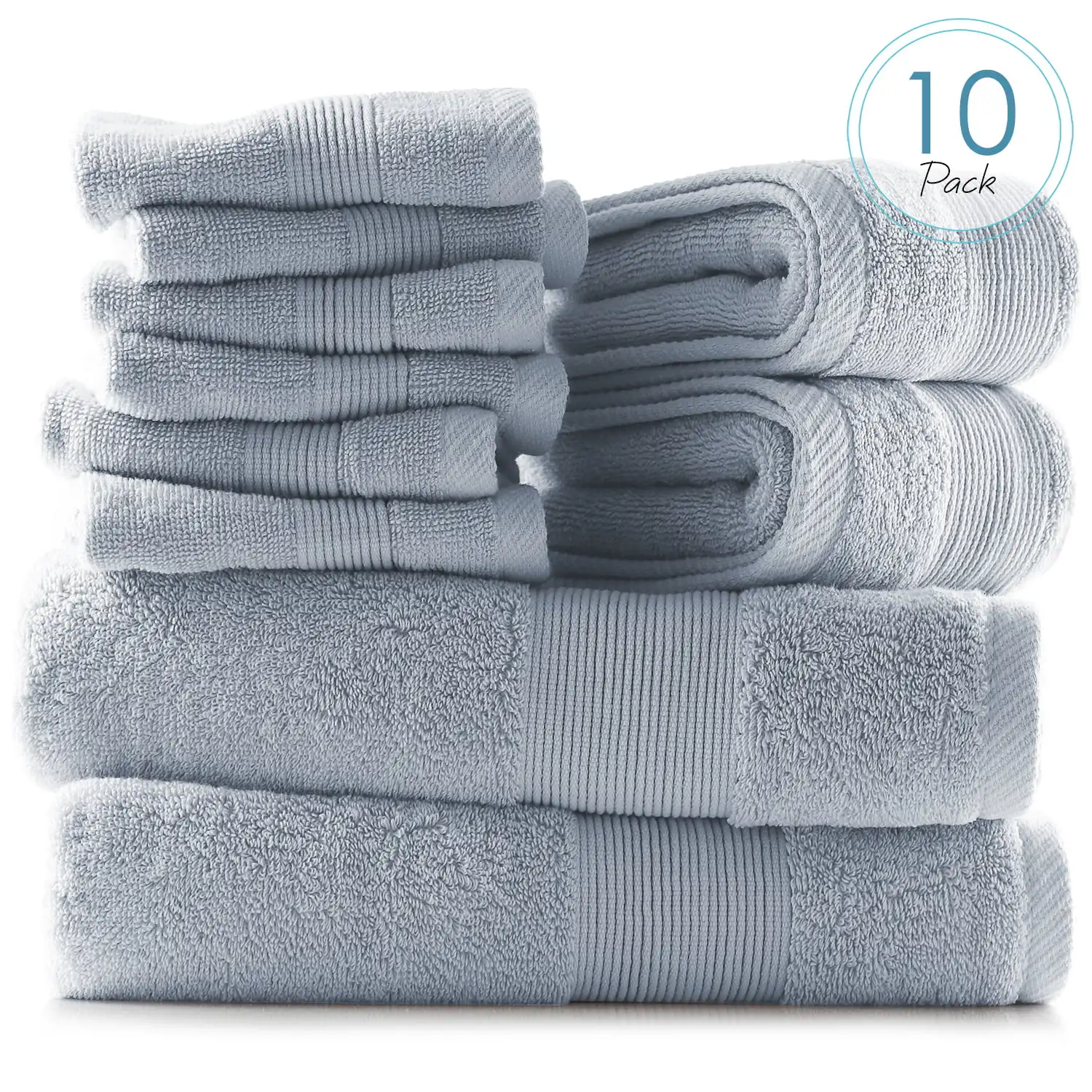 

Towel Collection, 100% Cotton Luxury Soft Set of 2 Bath Towels, 2 Hand Towels & 6 Washcloths - Black High Quality Face Bath Towe