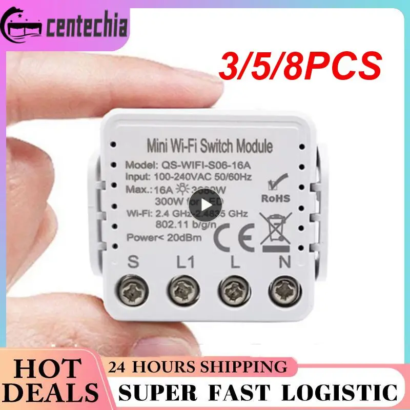 

3/5/8PCS Timing Wifi Tuya Smart Switch Smart Home Smart Socket Countdown Function Mini Wi-fi Switch Module 100-250v Ac
