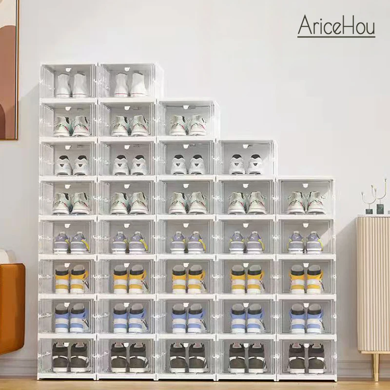 

NEW Clear Shoe Box Foldable Storage Plastic Transparent Door Home Closet Organizer Dustproof Antimoisture Collection Shoes Rack