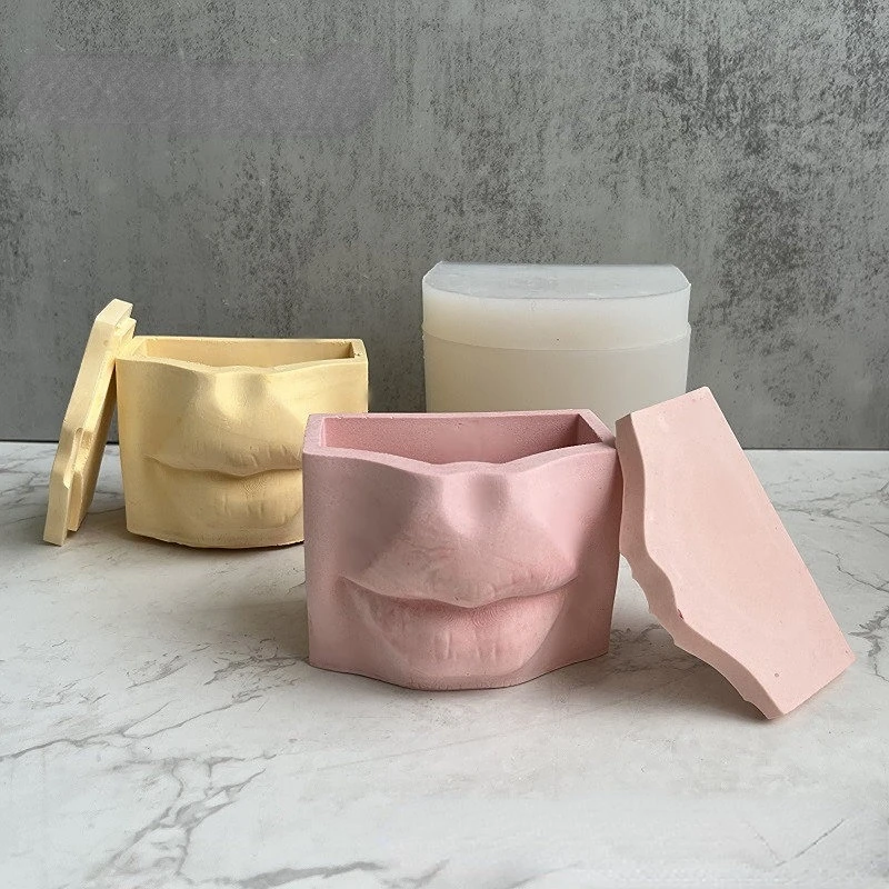 

Concrete Sexy Lip Vase Silicone Mold DIY Handmade Plaster Epoxy Resin Candle Jar Jewelry Storage Box Molds Home Decoration