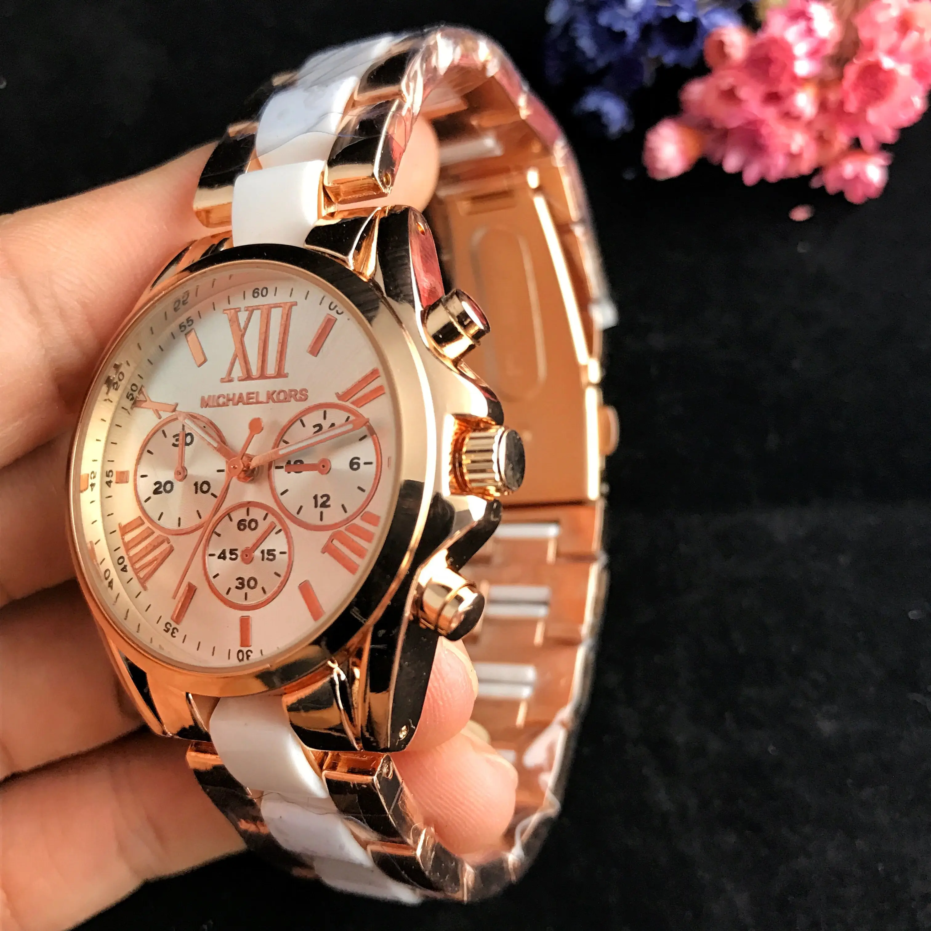 Фото Женские модные часы Michael Kors, кварцевые часы в деловом стиле из сплава, роскошный дизайн, многофункциональный хронограф, элегантный подарок для женщин №3