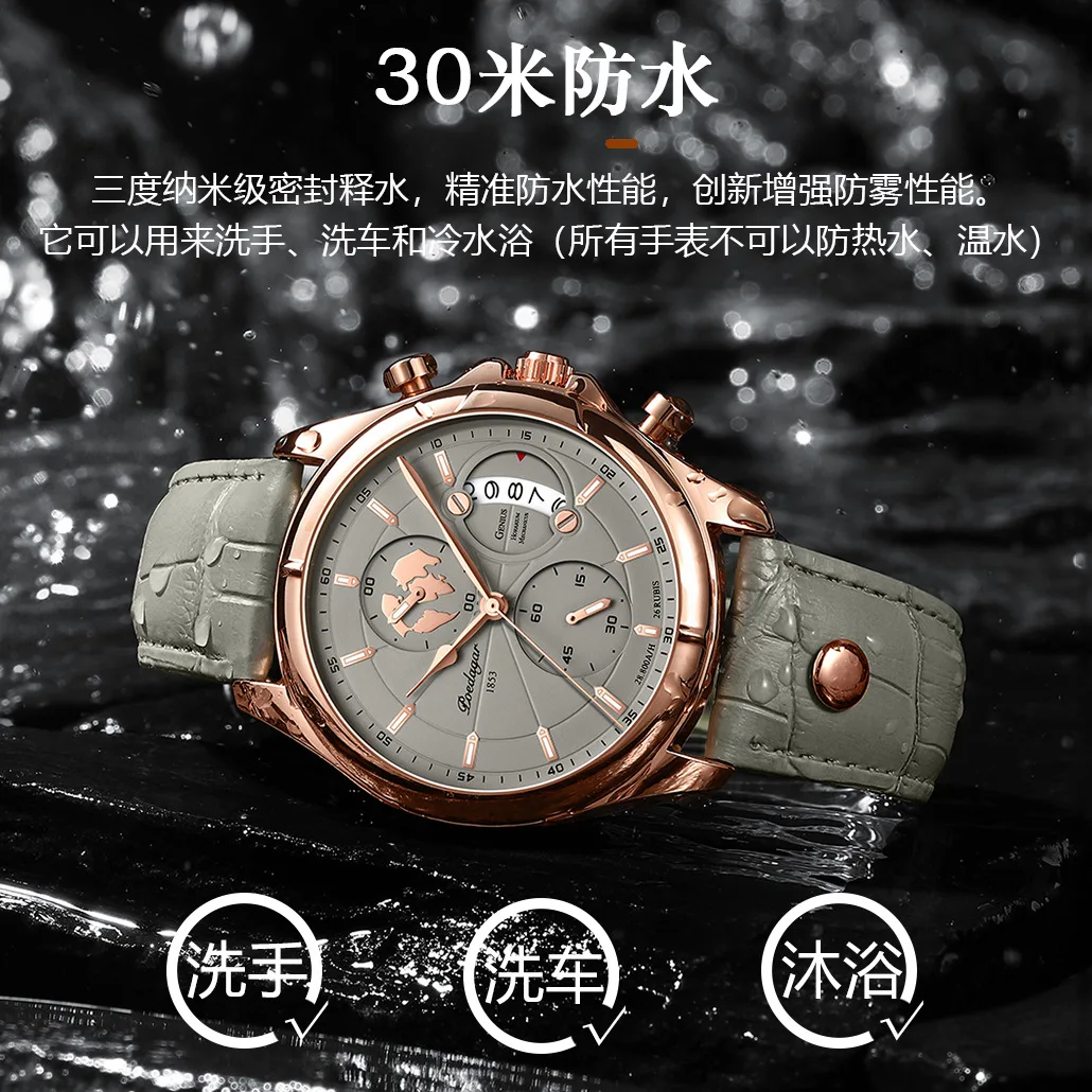 Men's watches 2023 new fashion leather waterproof luminous top brand luxury men's quartz watch men Relogio Masculino