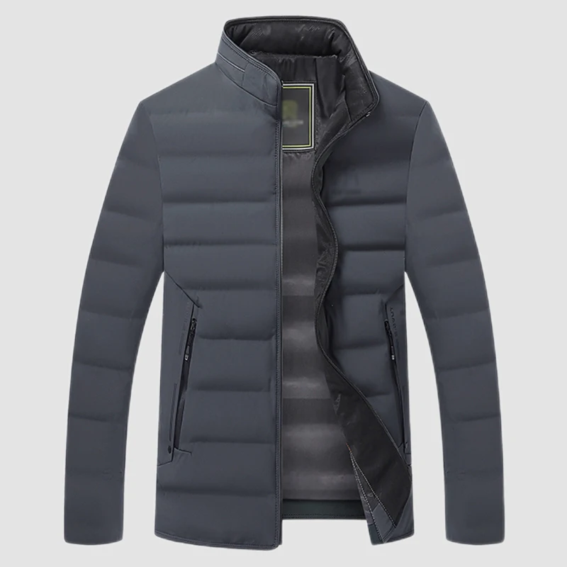 Men Black Navy Blue Red Gray Puffer Coats Winter Thermal Thick Basic Jackets Male Plain Color Lightweight Warm Puff Outerwear