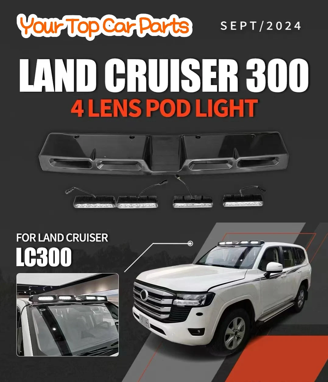 Фото Подходит для Land Crusier глянцевая черная лампа спойлера для крыши №1