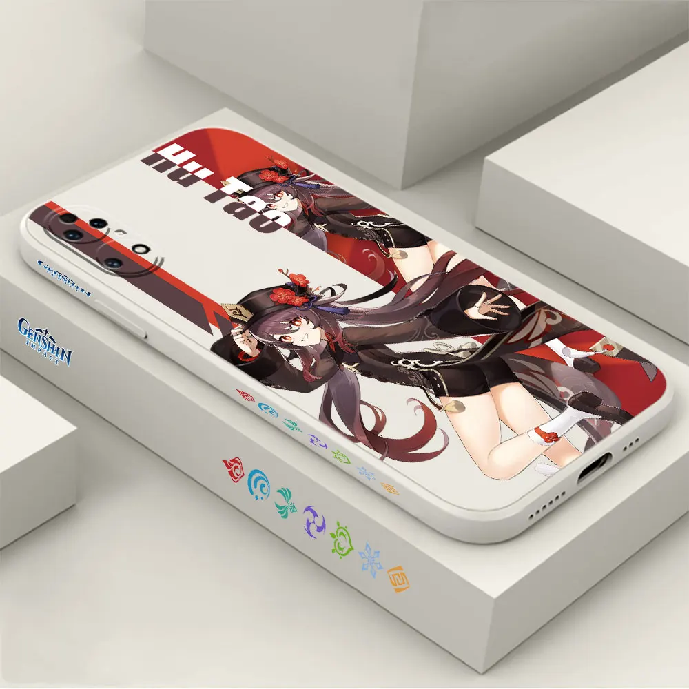 Genshin Impact Hu Tao Klee Phone Case For Huawei P60 P50 P40 P30 P20 Mate 50 40 30 20 20X 10 Colour Liquid Silicone Cover Funda