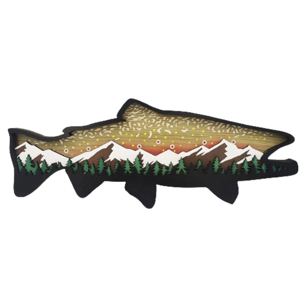 

Wooden Wall Decoration Creative Fish Shape for Home Indoor Pendant Wall Decoration Mutil layer Wood Hanging SCVD889