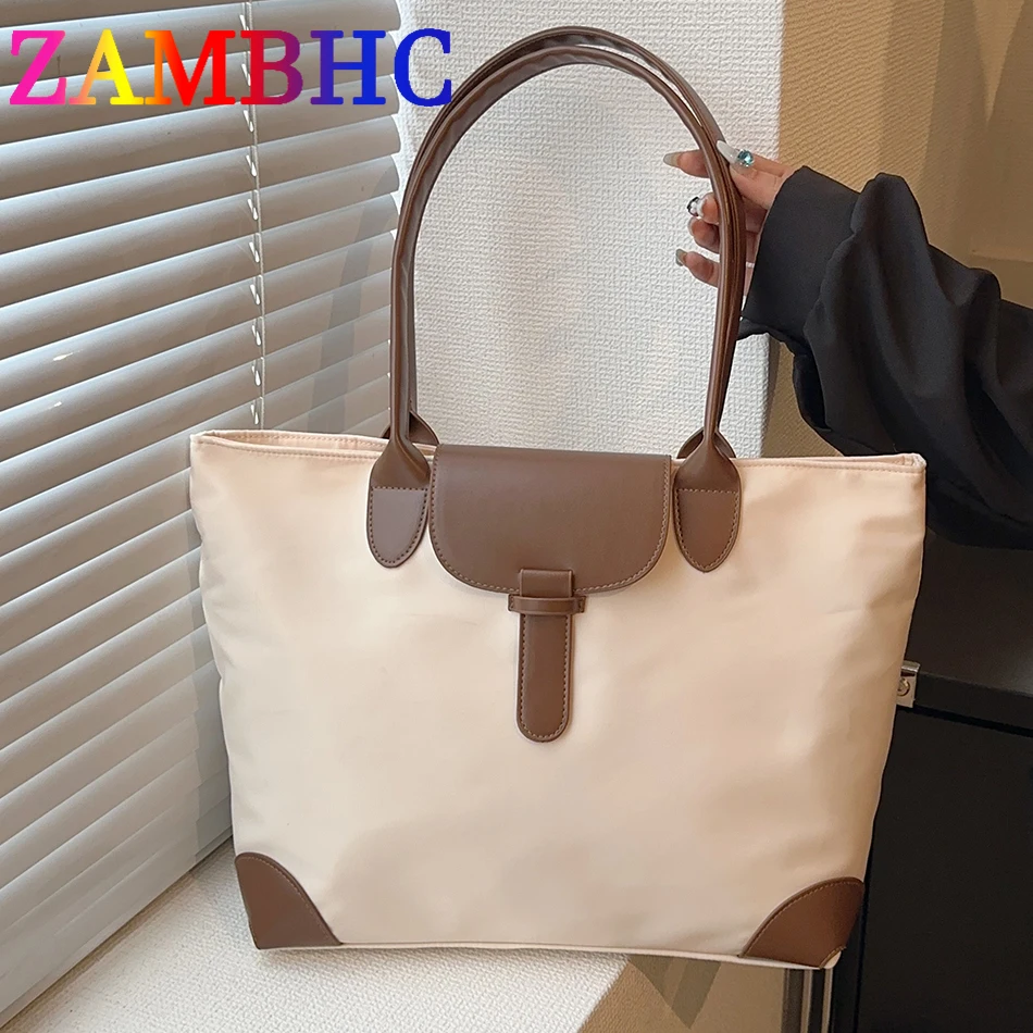 

Fashion Panelled Design Big Shoulder Bags for Women High Quality Nylon Lady Shopper Bag 2023 Casual Totes Large Capacity Handbag