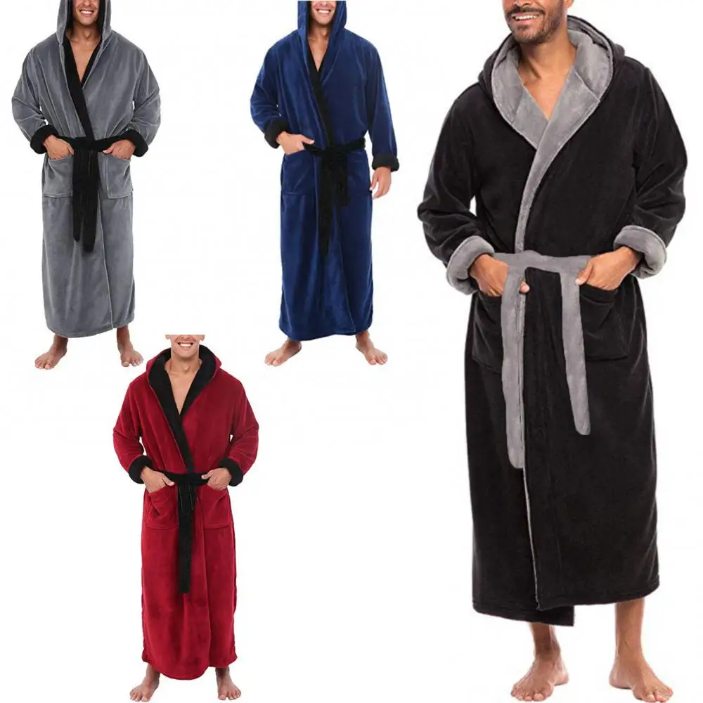 

Sleepwear Bathrobe Warm Autumn Winter Coral Fleece Couple Night Gown Men's Flannel Thicken Women's Plus Velvet Kimono Robe