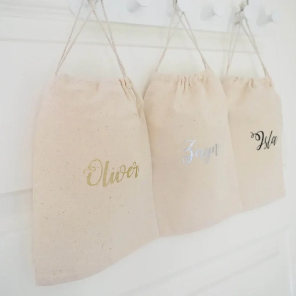 20 шт. персонализированные сувенирные сумки с текстом хлопковые мешочки на шнурке