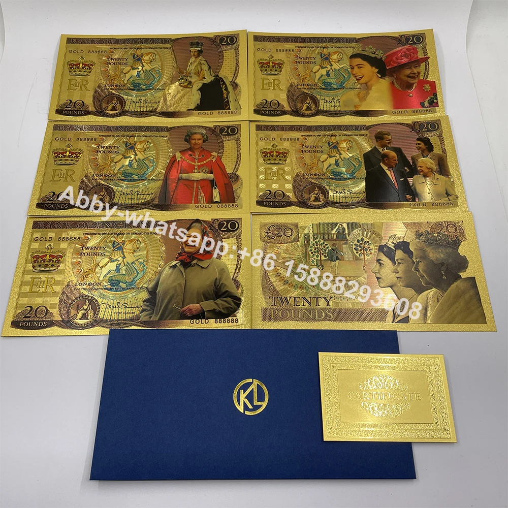 

5models GBP Queen Elizabeth II Gold Banknote Silver Banknotes UK Twenty Pound Souvenir Gifts england collectibles