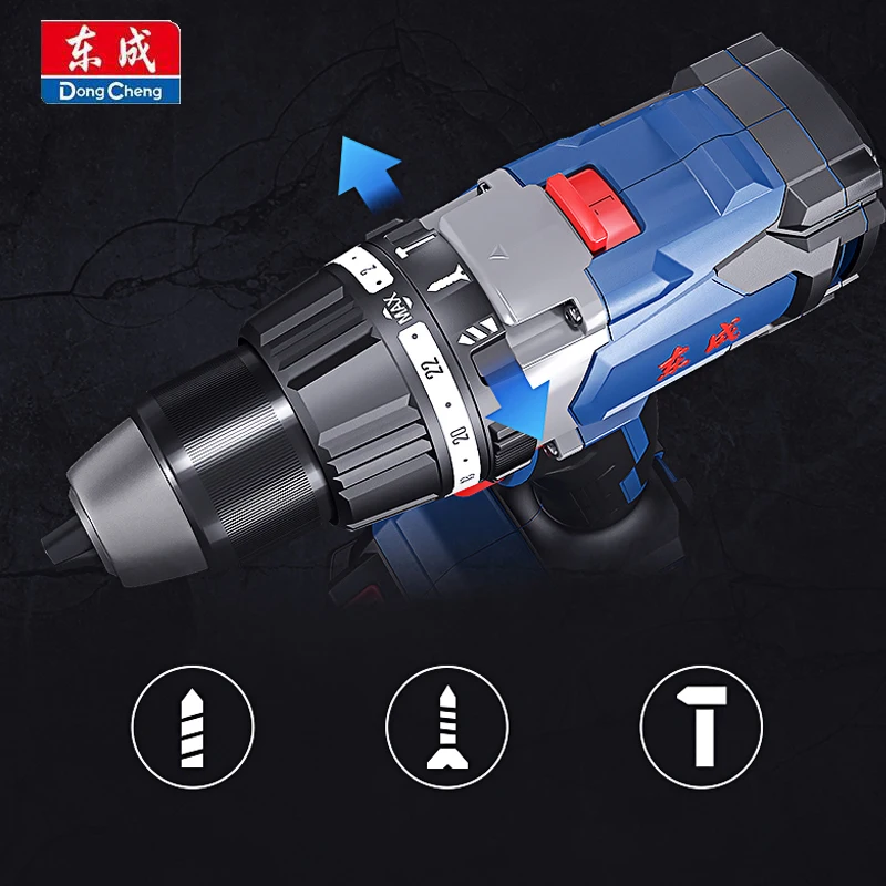 Высокомощная беспроводная ударная дрель DongCheng DCJZ03 бесщеточная 20 в 2000 нм об/мин