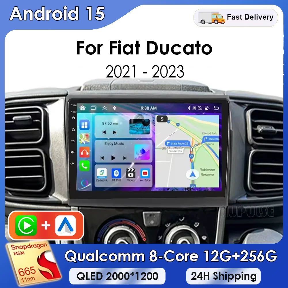 Фото Автомобильный радиоприемник Android 15 для Fiat Ducato Van L3H2 2021 2022 2023 Carplay, авто GPS-навигация, камера DSP 360, стерео 2Din, видеоплеер №1