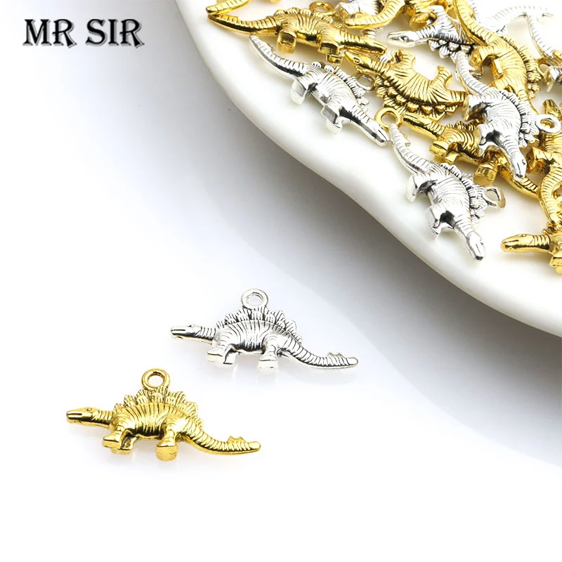 

10pcs 26*13.3MM Antique Silver Color Dinosaur Beads Charms For Jewelry Making DIY Pendants Cute Earrings Necklaces Accessories