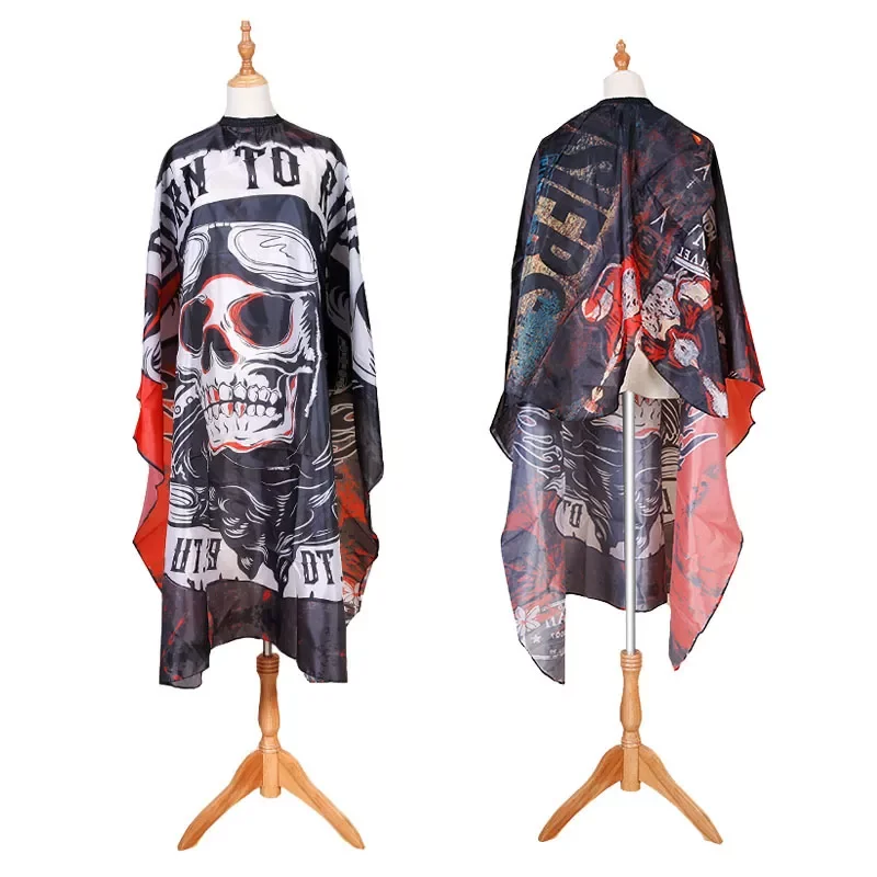 

Haircut Hairdresser Barber Cloth Skull Pattern Apron Polyester Cape Hair Style Design Supplies Salon Barber Dress Barber