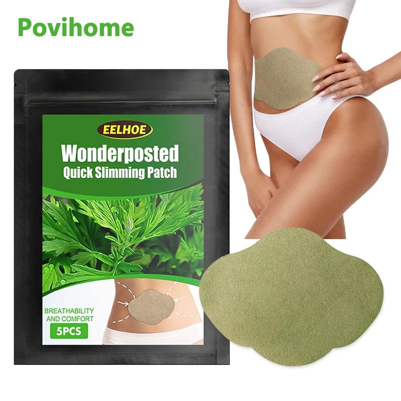 

5Pcs Wormwood Slimming Belly Button Patchs Lose Weight Fat-Removing Warm Moxibustion Hot Compress Moxibustion Beauty Health
