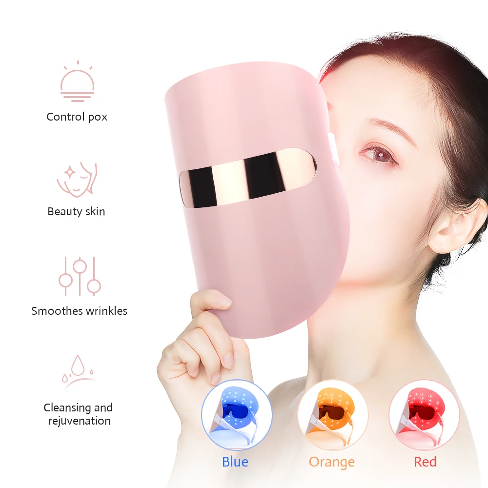 

Facial Photon Therapy LED Mask 3 Color Red Light LED Face Mask for Healthy Skin Care Rejuvenation Collagen Anti Aging Wrinkles