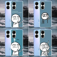 clear phone case for huawei p20 pro p30 p40 pro plus lite 4g p50 p smart z 2019 case soft silicone cover funny man middle finger